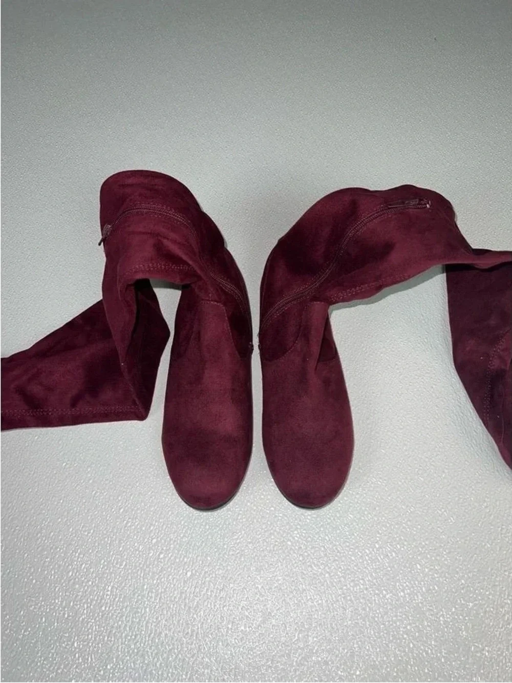Celia Women's Wine Unique Tall Suede Stretch Knee Boot Size 6.5 New